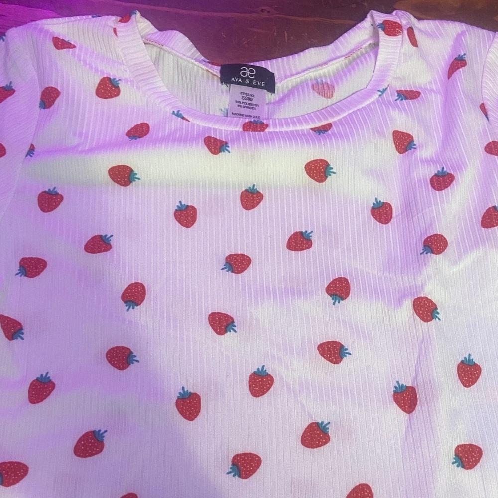 AE White Top with Strawberry Print